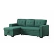 Fabric Reversible Modern Side Compartment Sleeper Sectional Sofa Bed-Green