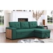 Fabric Reversible Modern Side Compartment Sleeper Sectional Sofa Bed-Green