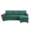 Fabric Reversible Modern Side Compartment Sleeper Sectional Sofa Bed-Green