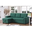 Fabric Reversible Modern Side Compartment Sleeper Sectional Sofa Bed-Green