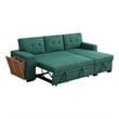 Fabric Reversible Modern Side Compartment Sleeper Sectional Sofa Bed-Green