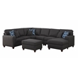Devion Furniture 7-Piece Upholstered Modern Fabric Sectional in Dark Gray