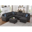 Devion Furniture 7-Piece Upholstered Modern Fabric Sectional in Dark Gray