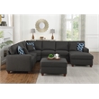 Devion Furniture 7-Piece Upholstered Modern Fabric Sectional in Dark Gray