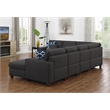 Devion Furniture 7-Piece Upholstered Modern Fabric Sectional in Dark Gray