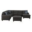 Devion Furniture 7-Piece Upholstered Modern Fabric Sectional in Dark Gray