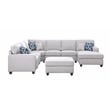 Devion Furniture 7-Piece Upholstered Modern Fabric Sectional in Light Gray