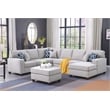 Devion Furniture 7-Piece Upholstered Modern Fabric Sectional in Light Gray