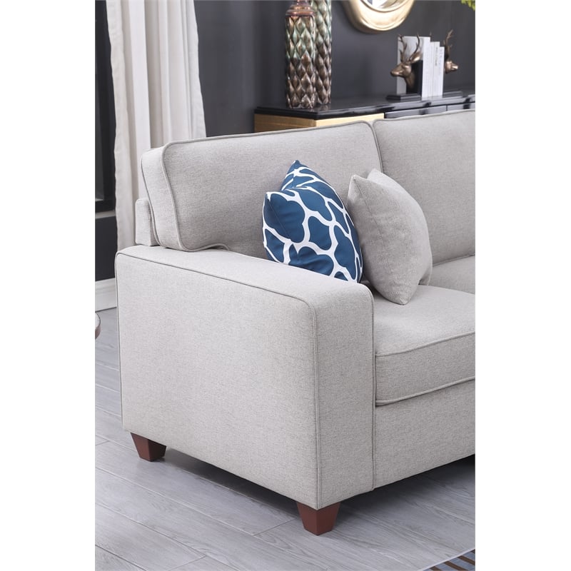 Devion Furniture 7-Piece Upholstered Modern Fabric Sectional in Light Gray