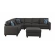 Devion Furniture 7-Piece Upholstered Fabric Sectional with Ottoman in Gray