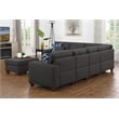 Devion Furniture 7-Piece Upholstered Fabric Sectional with Ottoman in Gray