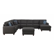 Devion Furniture 8-Piece Upholstered Fabric Sectional with Chaise in Dark Gray