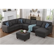 Devion Furniture 8-Piece Upholstered Fabric Sectional with Chaise in Dark Gray