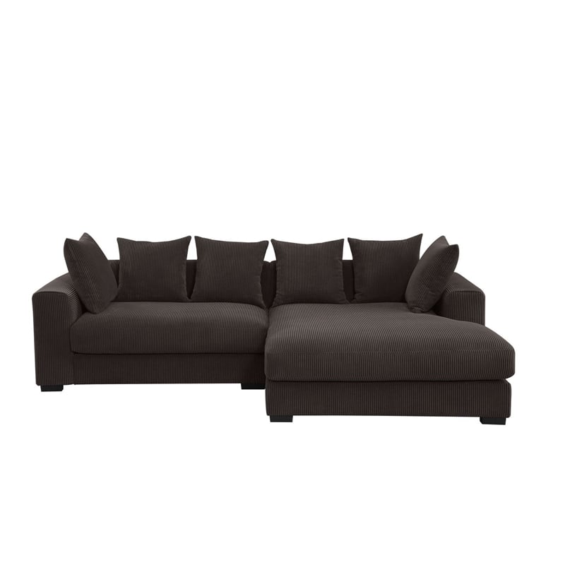 3 - Piece Upholstered Corduroy Sectional Sofa With Chaise-Brown