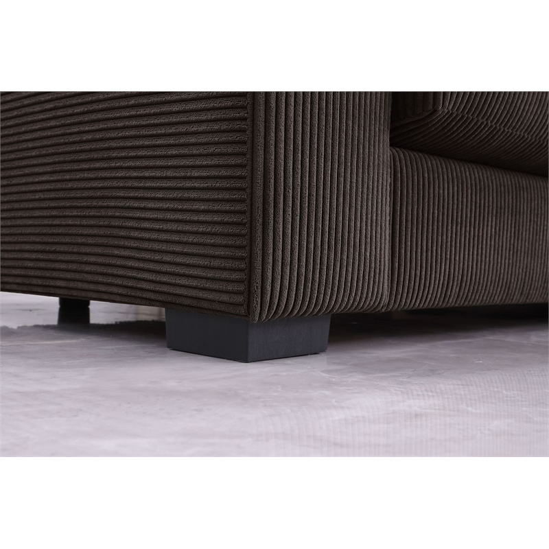 3 - Piece Upholstered Corduroy Sectional Sofa With Chaise-Brown