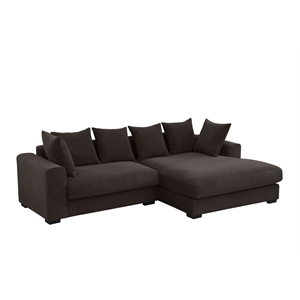 3 - Piece Upholstered Corduroy Sectional Sofa With Chaise-Brown