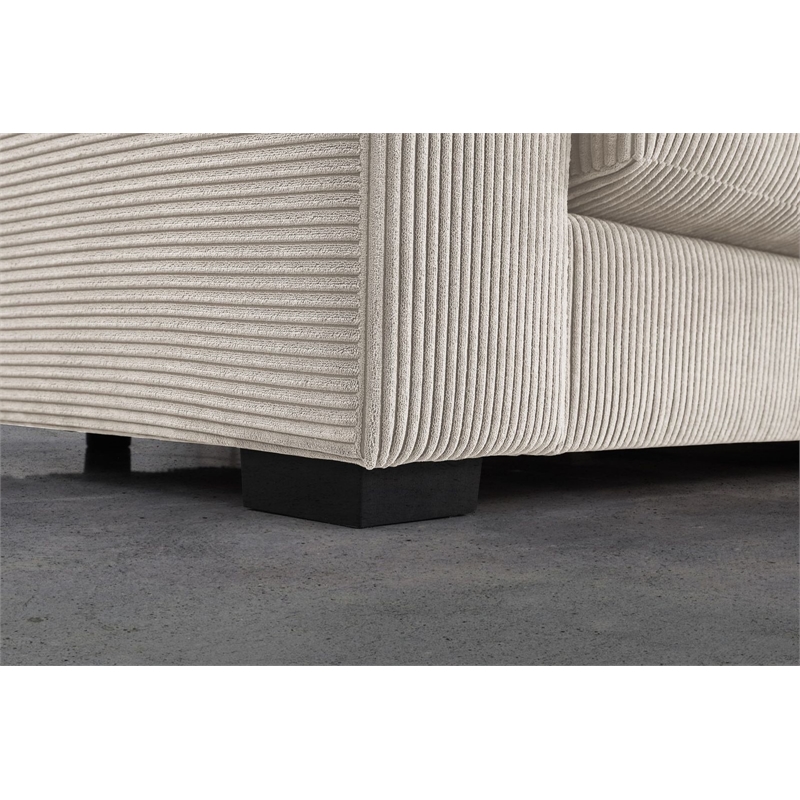 3 - Piece Upholstered Corduroy Sectional Sofa With Chaise-Beige