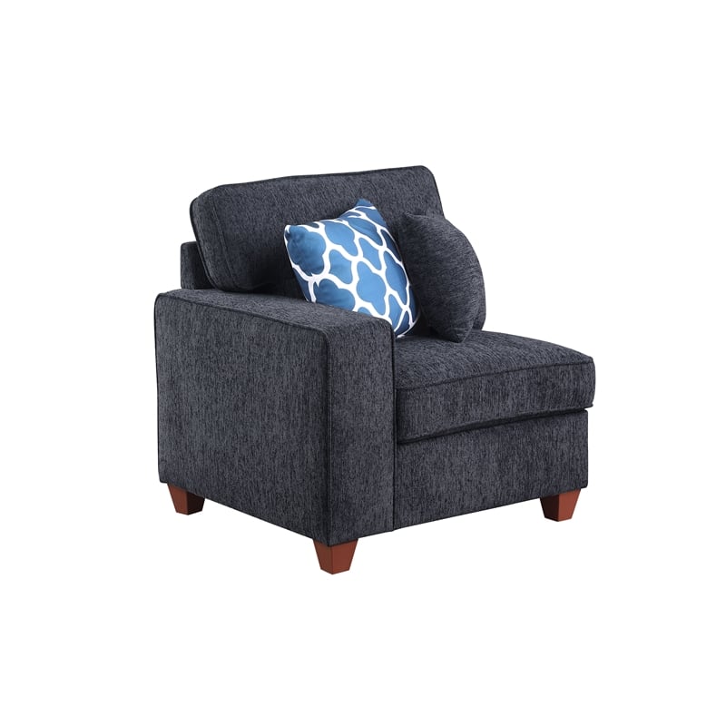 Devion Furniture 7-Piece Upholstered Modern Chenille Sectional in Black