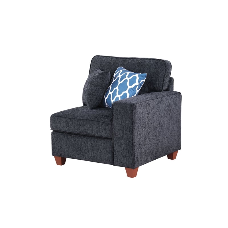 Devion Furniture 7-Piece Upholstered Modern Chenille Sectional in Black