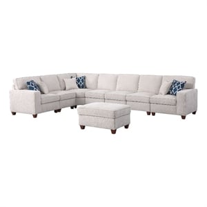Devion Furniture 8-Piece Upholstered Modern Chenille Sectional in Beige