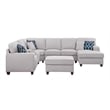 8-Piece Linen Fabric Upholstered Sectional With Console & Chaise-Light Gray