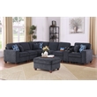 8 - Piece Chenille Fabric Upholstered Sectional With Console & Ottoman-Black