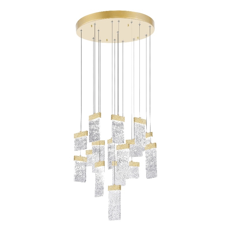 CWI Lighting Carolina 16 Light Contemporary Metal LED Chandelier in Gold Leaf