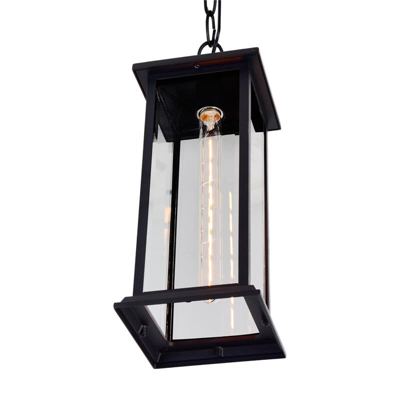 CWI Lighting Blackbridge 1 Light Farmhouse Metal Outdoor Pendant in Black