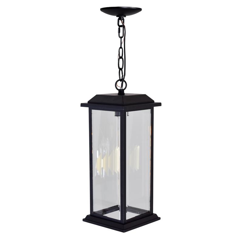 CWI Lighting Blackbridge 1 Light Farmhouse Metal Outdoor Pendant in Black