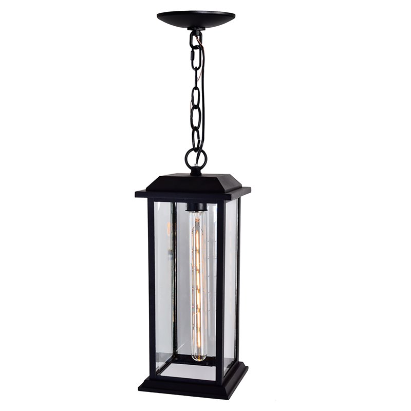 CWI Lighting Blackbridge 1 Light Farmhouse Metal Outdoor Pendant in Black
