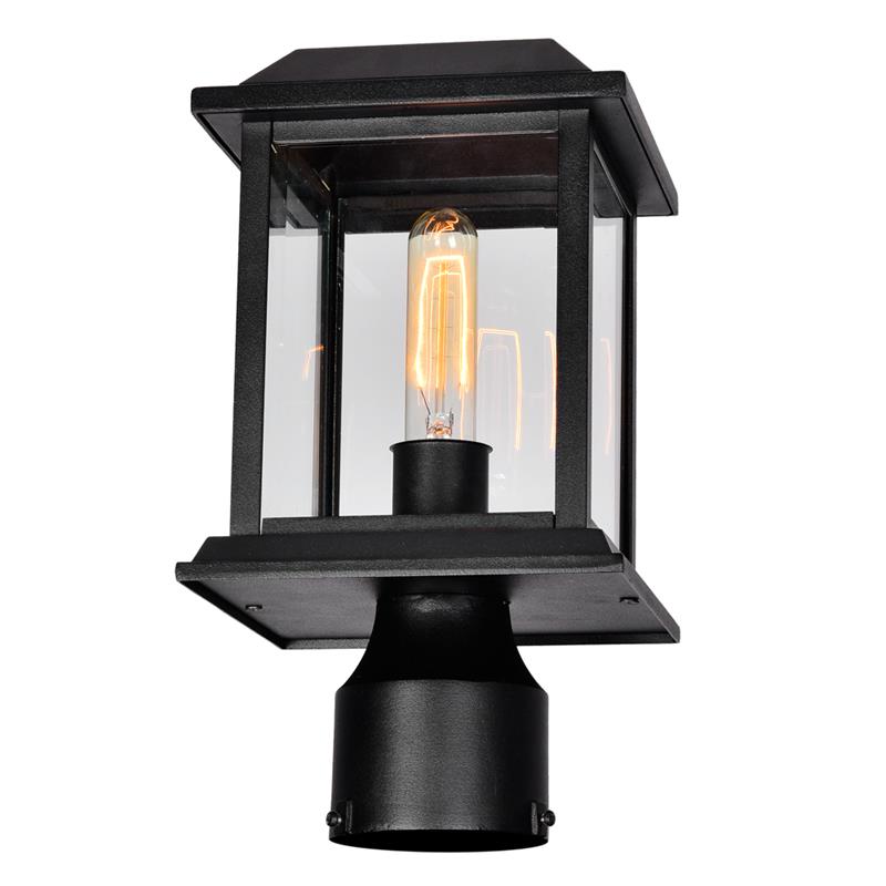 CWI Lighting Blackbridge 1 Light Farmhouse Metal Outdoor Lantern Head in Black