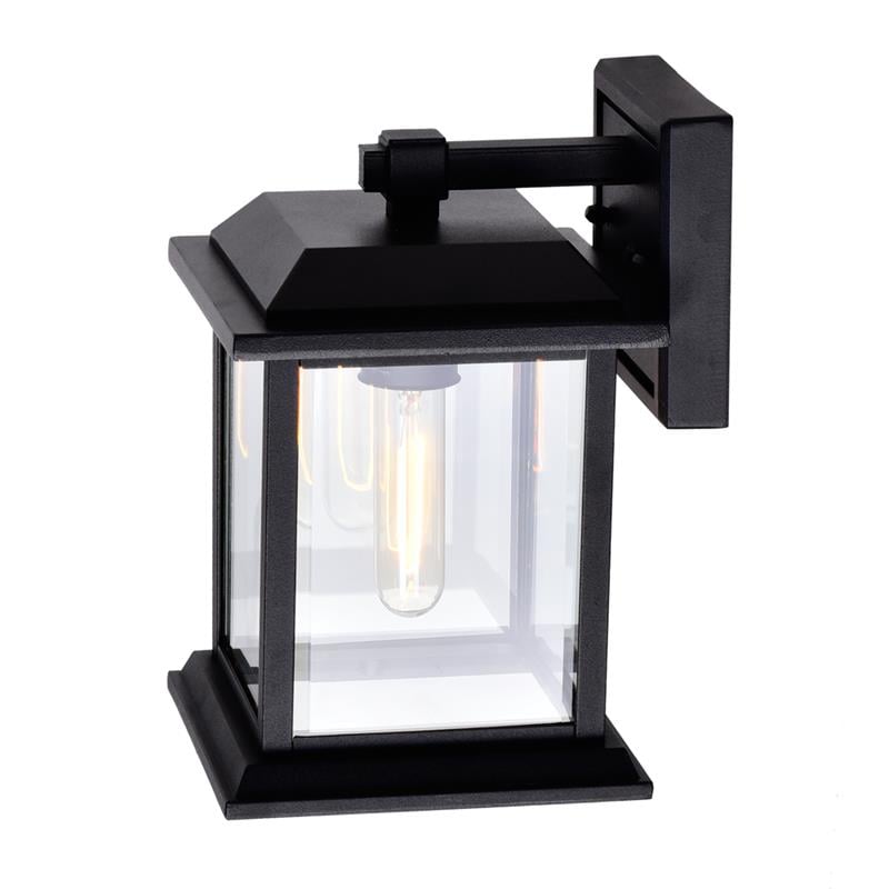 CWI Lighting Blackbridge 1 Light Metal Outdoor Wall Lantern in Black