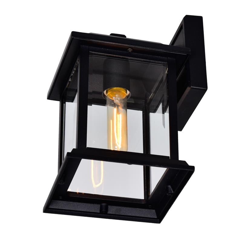 CWI Lighting Blackbridge 1 Light Metal Outdoor Wall Lantern in Black