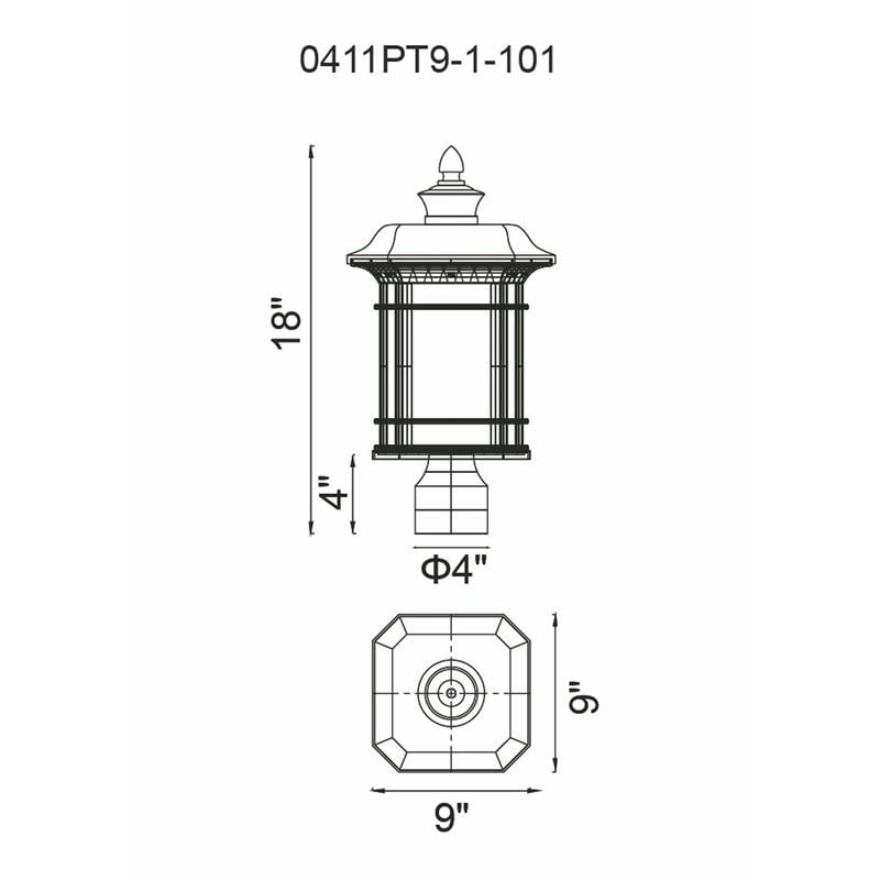 CWI Lighting Blackburn 1 Light Farmhouse Metal Outdoor Lantern Head in Black