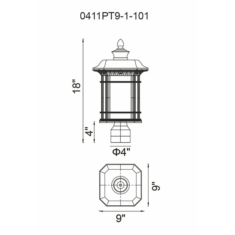 CWI Lighting Blackburn 1 Light Farmhouse Metal Outdoor Lantern Head in Black