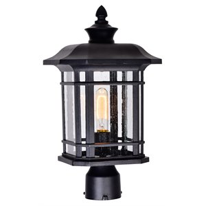 cwi lighting blackburn 1-light farmhouse metal outdoor lantern head in black