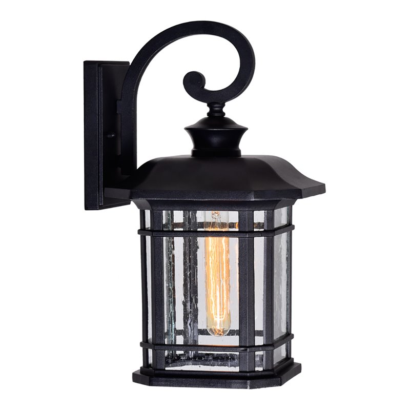 CWI Lighting Blackburn 1 Light Metal Outdoor Wall Lantern in Black