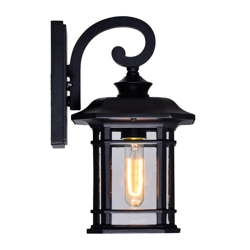 CWI Lighting Blackburn 1 Light Farmhouse Metal Outdoor Wall Lantern in Black
