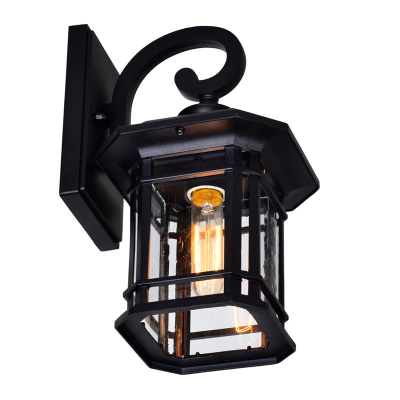 CWI Lighting Blackburn 1 Light Farmhouse Metal Outdoor Wall Lantern in Black