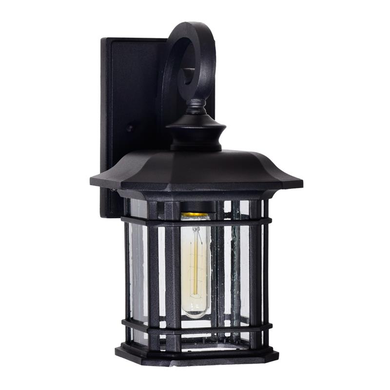 CWI Lighting Blackburn 1 Light Farmhouse Metal Outdoor Wall Lantern in Black