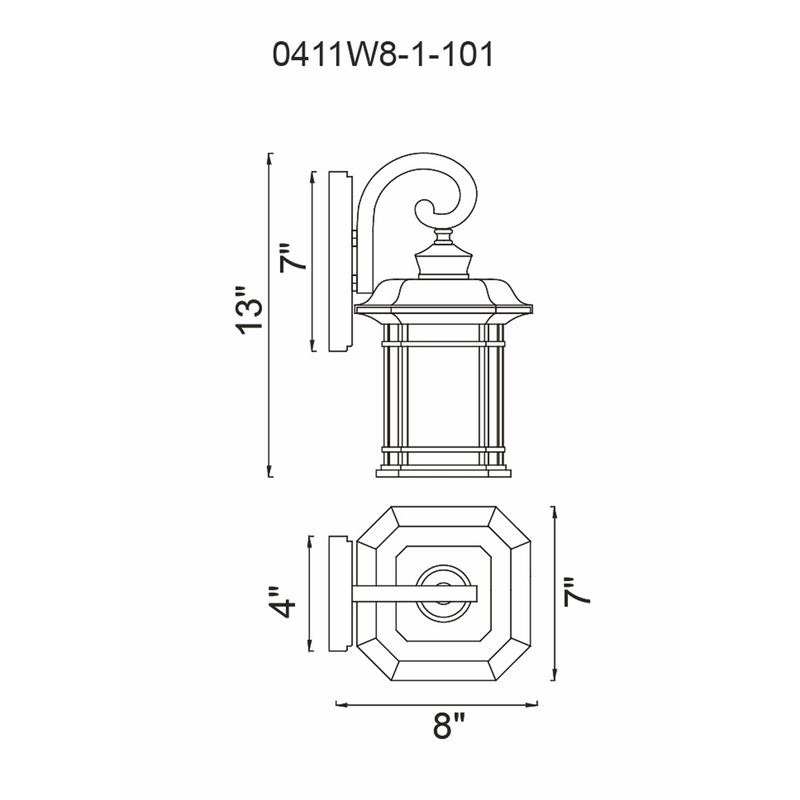 CWI Lighting Blackburn 1 Light Farmhouse Metal Outdoor Wall Lantern in Black