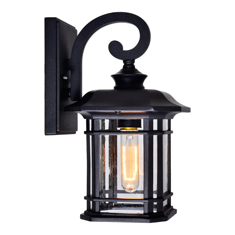 CWI Lighting Blackburn 1 Light Farmhouse Metal Outdoor Wall Lantern in Black
