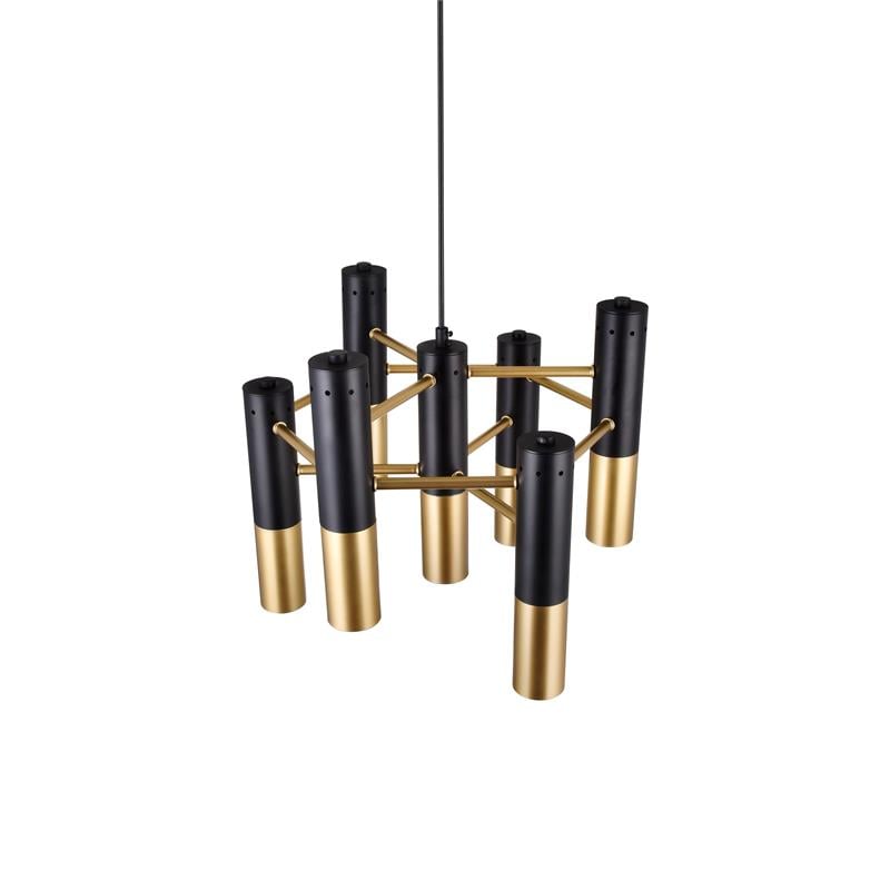 CWI Lighting Anem 7 Light Down Transitional Metal Chandelier in Black/Gold