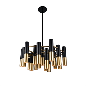 CWI Lighting Anem 19 Light Down Transitional Metal Chandelier in Black/Gold