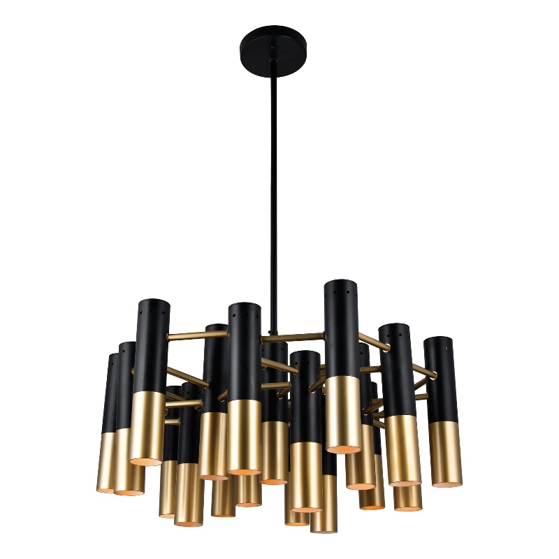 CWI Lighting Anem 19 Light Down Transitional Metal Chandelier in Black/Gold