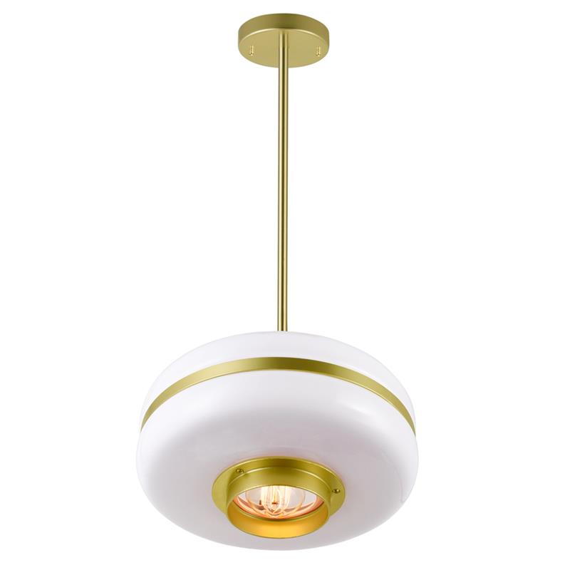 CWI Lighting Elementary 1 Light Down Contemporary Metal Pendant in Gold