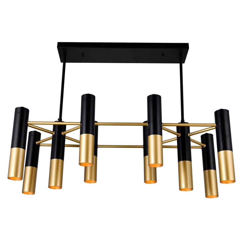 CWI Lighting Anem 10 Light Down Transitional Metal Chandelier in Black/Gold