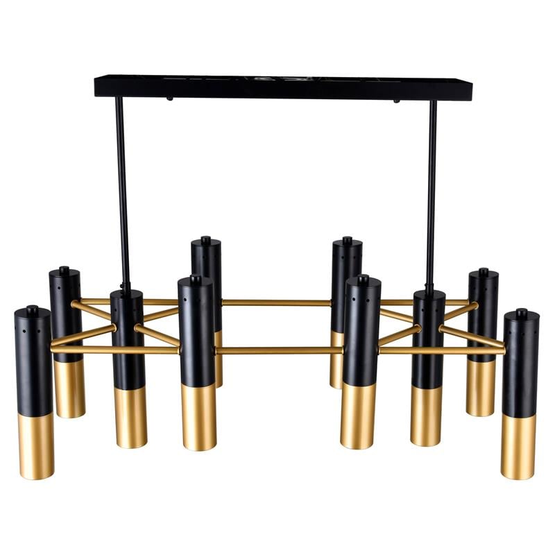 CWI Lighting Anem 10 Light Down Transitional Metal Chandelier in Black/Gold
