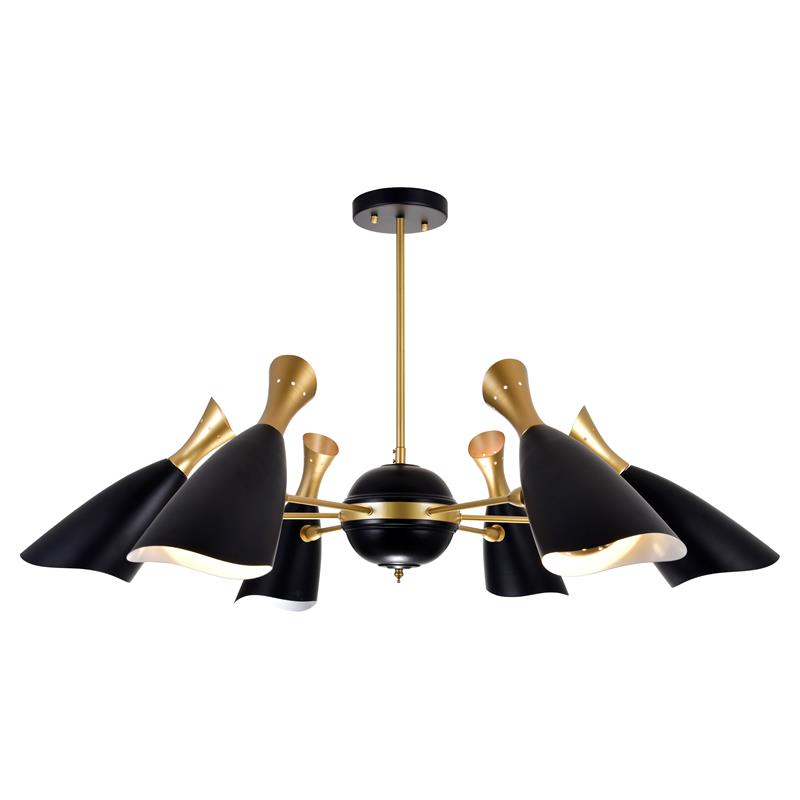 CWI Lighting Rolin 12 Light Down Transitional Metal Chandelier in Black/Gold
