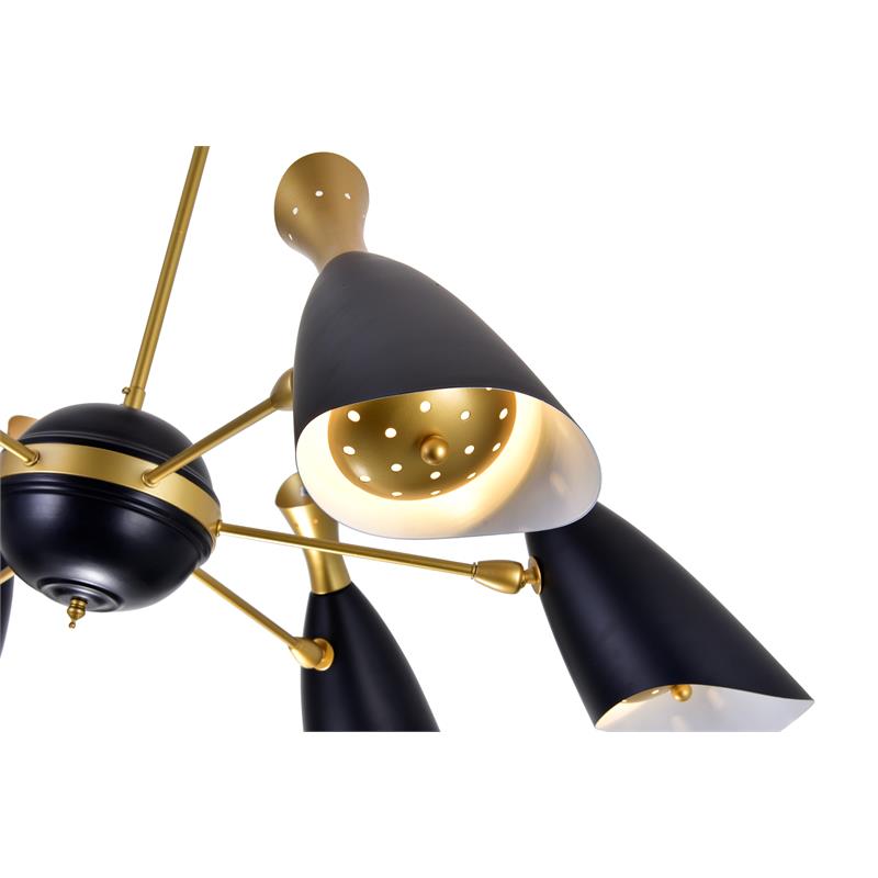CWI Lighting Rolin 12 Light Down Transitional Metal Chandelier in Black/Gold